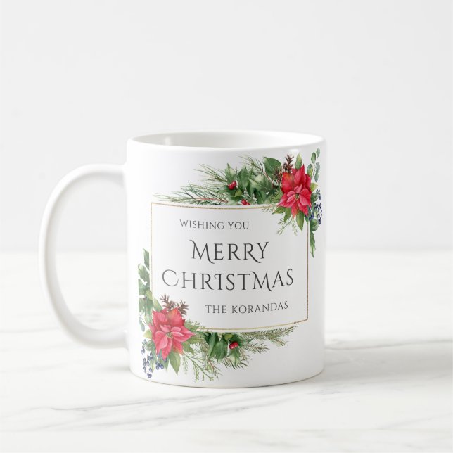 Mug Fête de Noël à l'aquarelle rouge (Gauche)