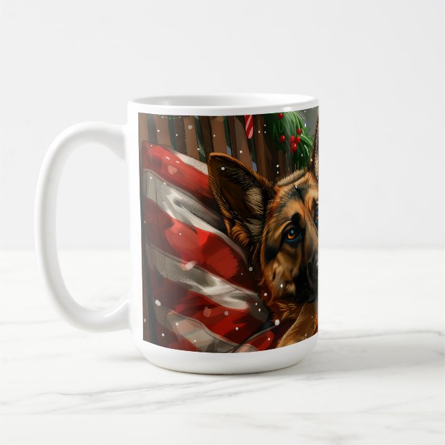 Mug Fête de Noël du berger allemand Chien (Gauche)