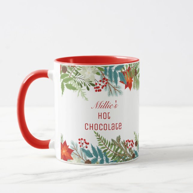 Mug Fête de Noël Floral Personnalisé (Gauche)