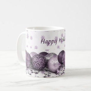 Mug Fête de Noël Pink violet ornements Snowflakes