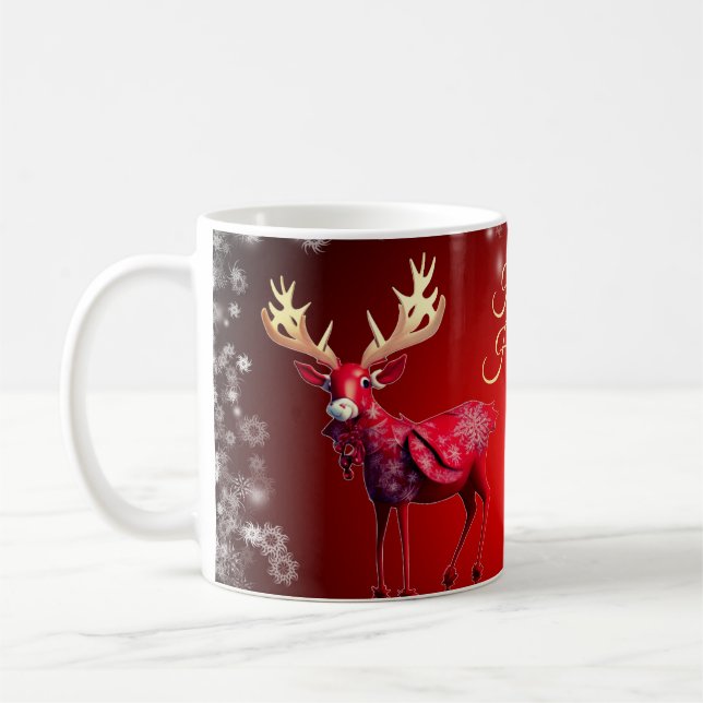 Mug Fête de Noël Red Reindeer Vacances d'hiver (Gauche)