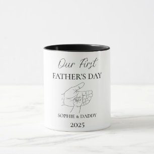 Mug Fête de notre premier père   Nom du bébé, père et 