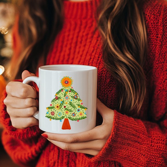 Mug Fête des arbres de Noël Whimsical Folk (Whimsical Folk Christmas Tree Holiday Coffee Mug
)
