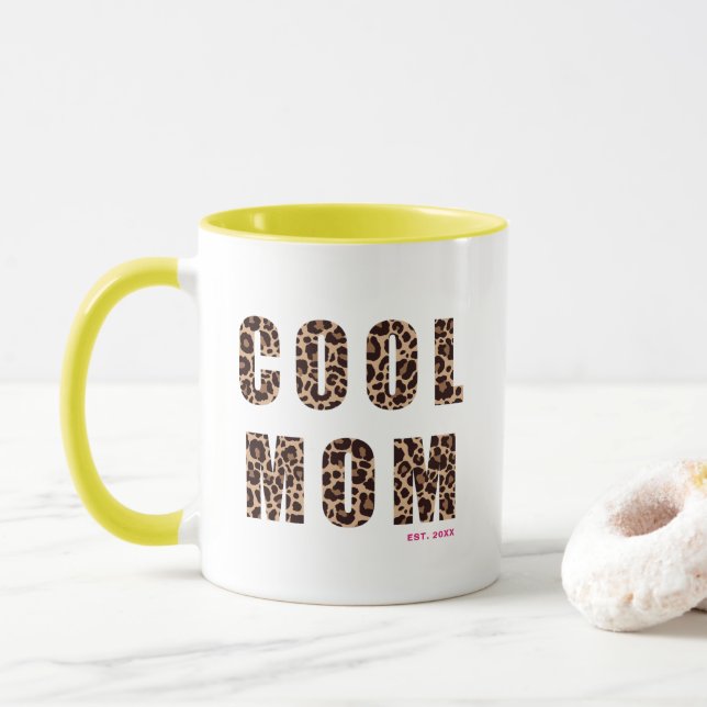 Mug Fête des mères Cool maman Empreinte de léopard Ann (Avec donut)