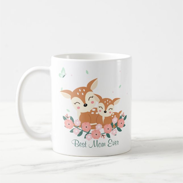 Mug Fête des mères de maman et de bébé cerf (Gauche)