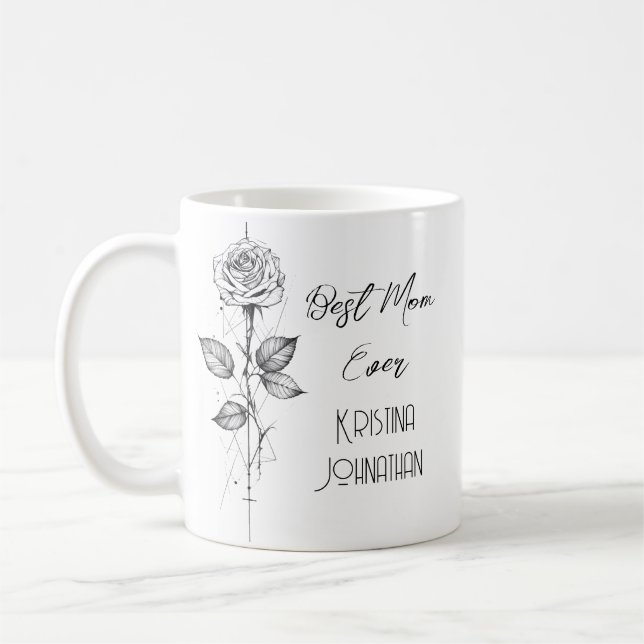 Mug Fête des mères de rose noire et blanche (Gauche)