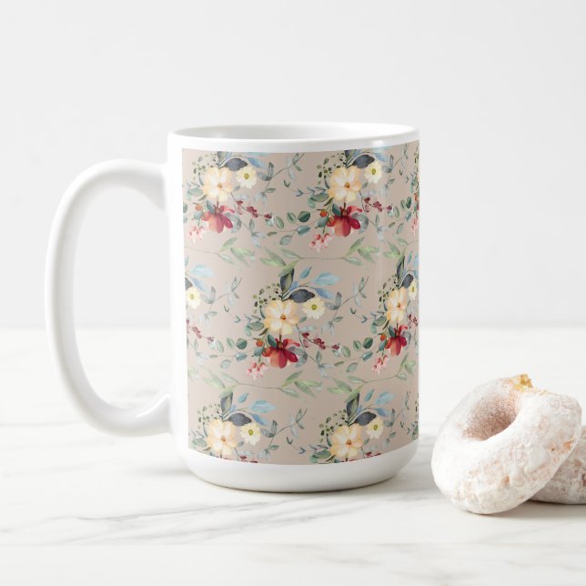 Mug Fête des mères de Sandy Tan Floral (Avec donut)