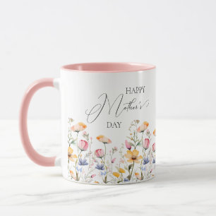 Mug Fête des mères du Fleur sauvage de prairie aquarel