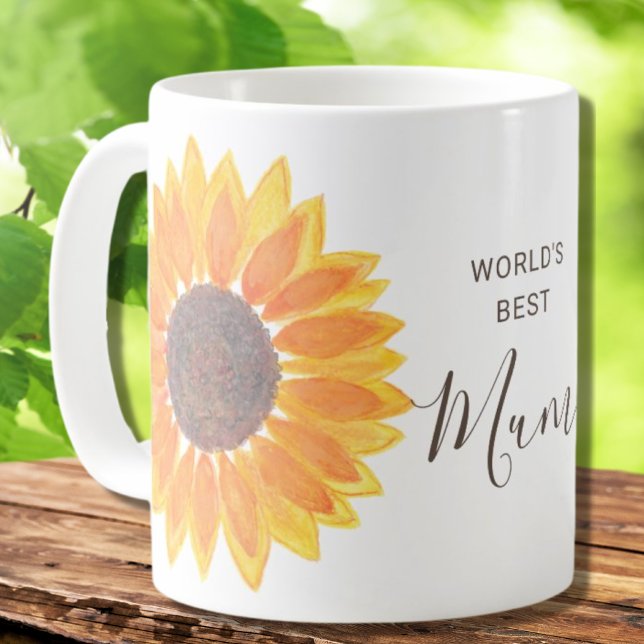 Mug Fête des mères Fleur de soleil jaune Meilleure mam (Créateur téléchargé)