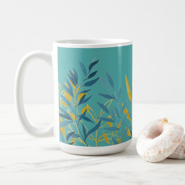 Mug Fête des Mères Florales Turquoise et Or (Avec donut)