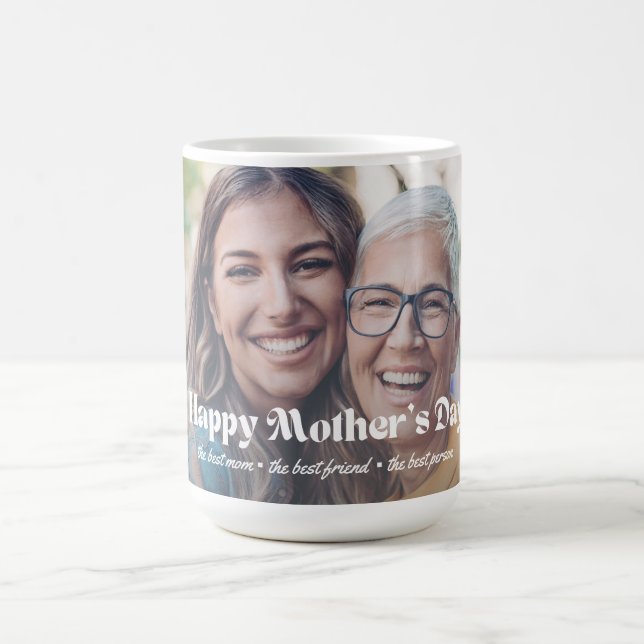 Mug fête des mères heureuses, typographie moderne phot (Centre)