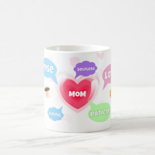 Mug Fête des mères Meilleure maman Mot Nuages Reine Co