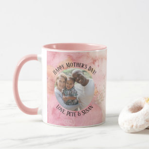 Mug Fête des Mères Rose Pâle Vert Aquarelle Tie-Dye