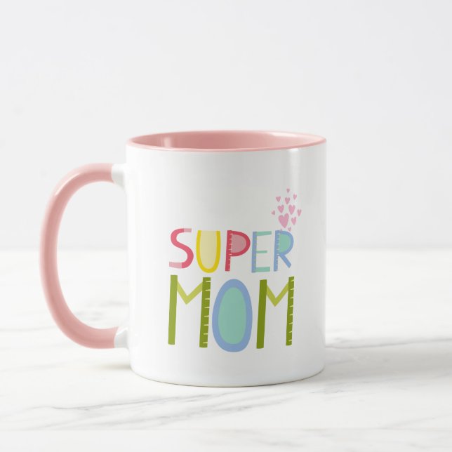 Mug Fête des mères SUPER MÈRE Noël Fête des mères (Gauche)