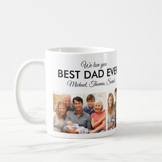 Mug Fête des pères Collage photo de meilleur papa (Gauche)