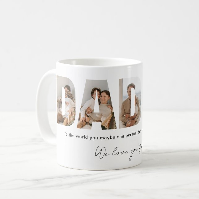 Mug Fête des pères Collage photo papa (Devant gauche)