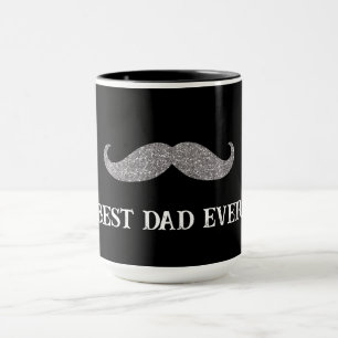 Mug Fête des pères de moustache d'argent noir