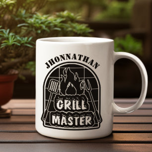 Mug Fête des pères de nom noir Rustic Modern Grillmast