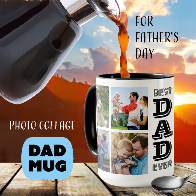 Mug Fête des pères de typographie photo de meilleur pa (Créateur téléchargé)