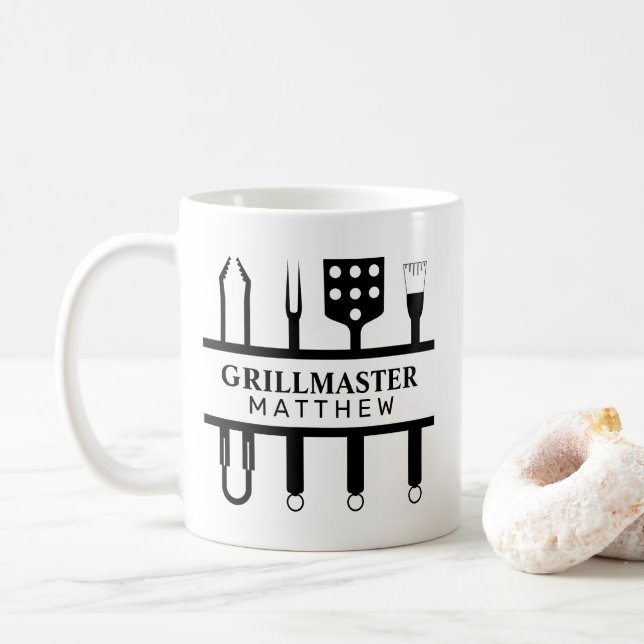 Mug Fête des pères du nom maître du grill (Avec donut)