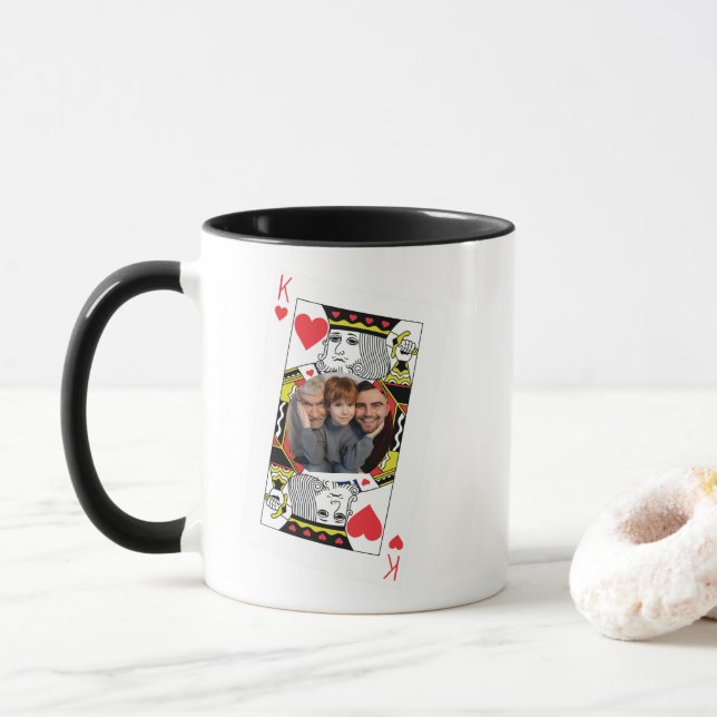 Mug Fête des pères idée cadeau | Jouer aux cartes King (Avec donut)