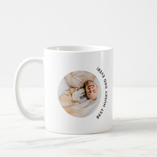 Mug Fête des pères Meilleur Husky Chig Papa Photo pers (Gauche)