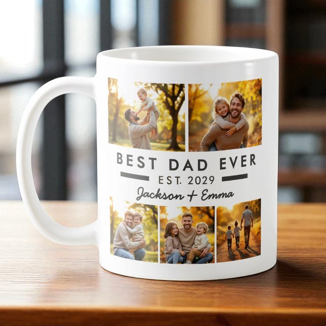Mug Fête des pères Meilleur papa Jamais Photo Collage (Créateur téléchargé)