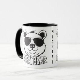 Mug Fête des pères | Ours Pa | Blanc noir | Nom