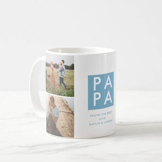 Mug Fête des pères Papa Photo Collage (Devant gauche)