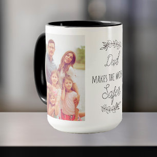 Mug Fête des pères papa rend le monde plus sûr collage