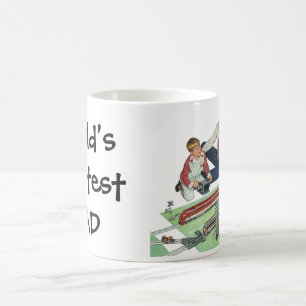 Mug Fête des pères vintage, père et fils avec Trains