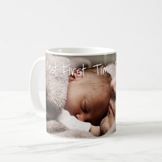 Mug Fête des pères Votre Photo Meilleure 1ère Fois Pap (Devant gauche)