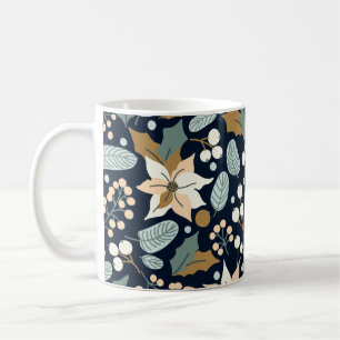 Mug Fête d'hiver arrière - plan noir Poinsettia