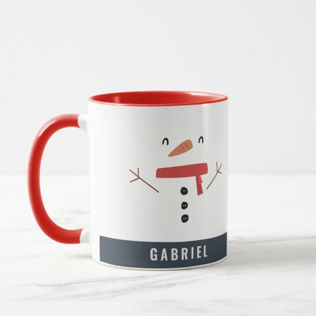 Mug fête drôle bonhomme de neige personnalisé enfants (Gauche)