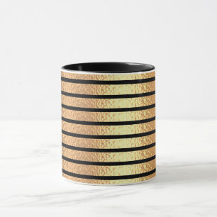 Mug fête Noël classe noir et doré rayures