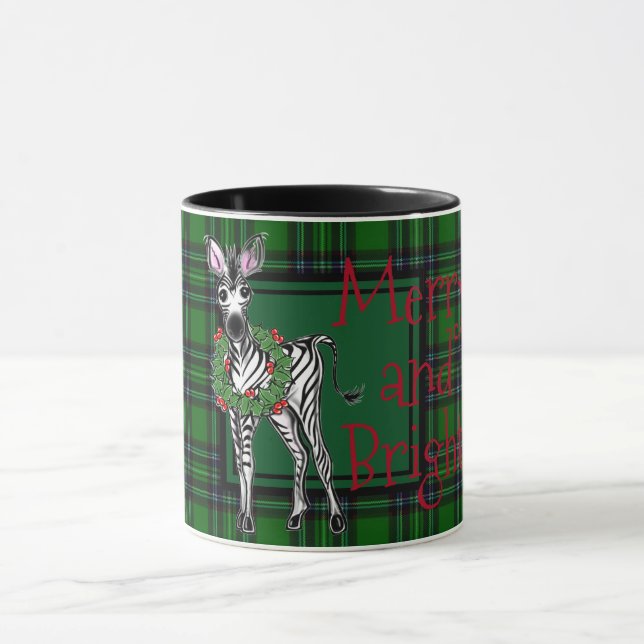 Mug Fête Zebra Holly couronne | vert plaid M (Centre)