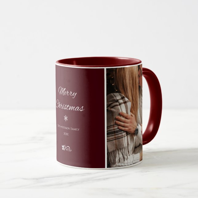 Mug Fêtes de Noël simples et élégantes en Bourgogne fo (Devant droit)