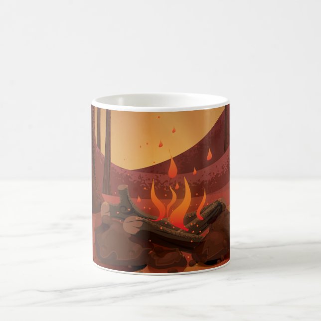 Mug Feu de camp dans la forêt. (Centre)