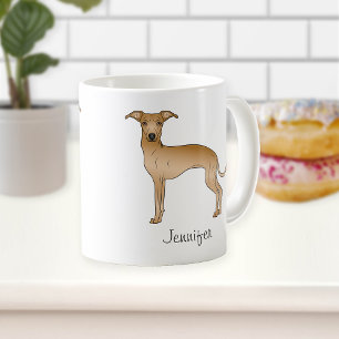 Mug Feu Italien Greyhound Cute Dessin Chien Avec Le No