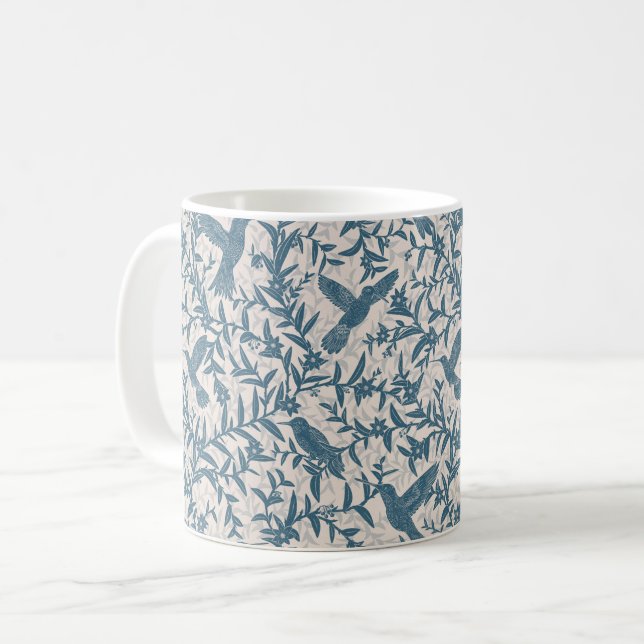 Mug Feuillage des colibris bleu blanc (Devant gauche)