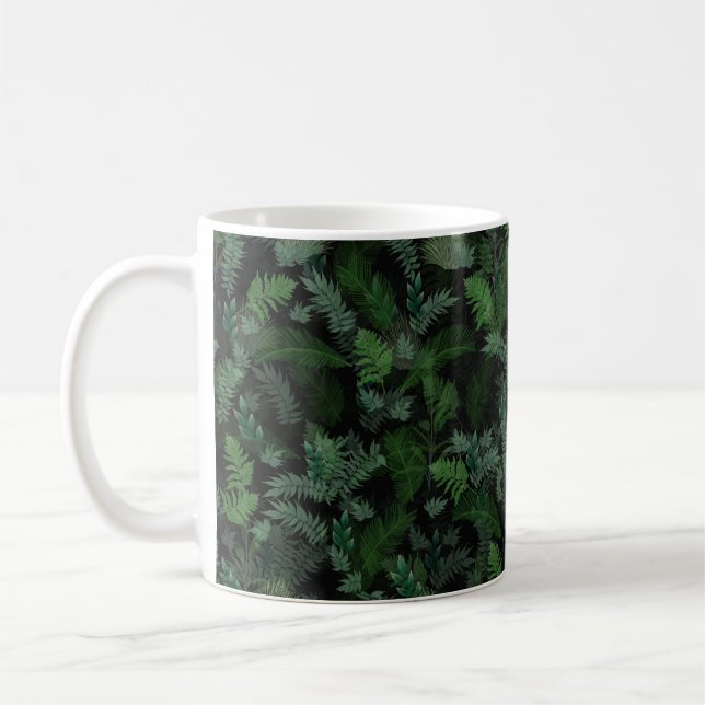 Mug Feuillage vert tropical moderne motif noir (Gauche)