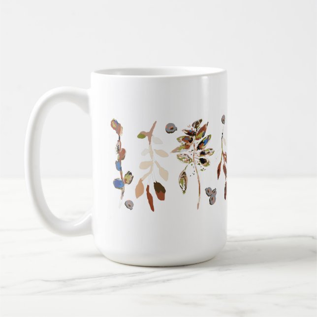 Mug Feuille blanc Elégant aquarelle Floral (Gauche)