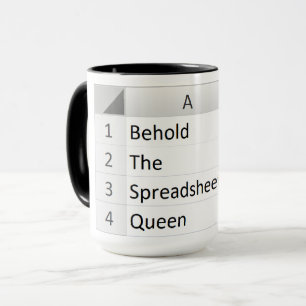 Mug Feuille de calcul puissant Queen, Excel noir