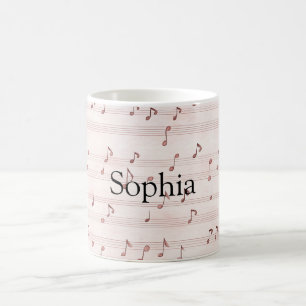 Mug Feuille de notes de musique rose