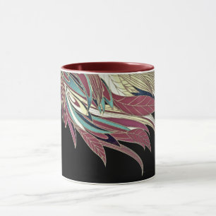 Mug Feuille de plume élégante abstraite noir sarcelle 