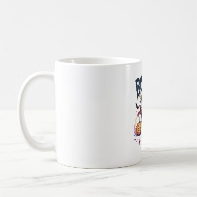 Mug Feuille de taureau d'Halloween, Vache fantôme amus (Gauche)
