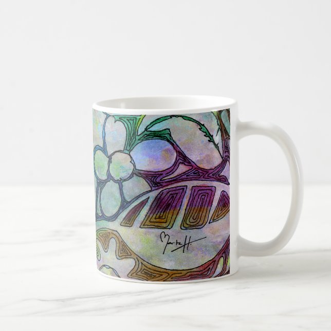 Mug Feuille et fleurs découpés par main - dans (Droite)