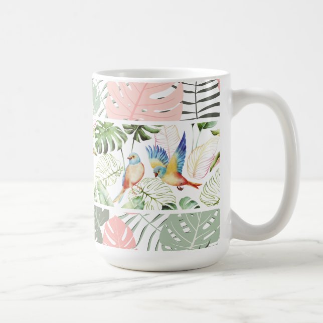 Mug Feuille tropicale et Motif d'oiseaux (Droite)