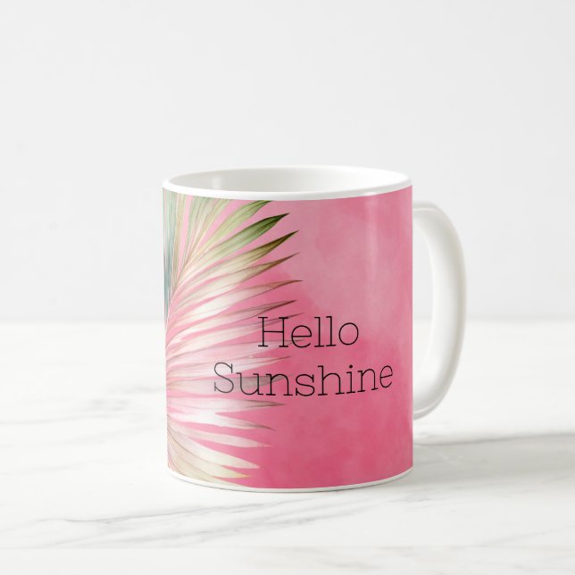 Mug Feuille tropicale rose verte (Devant droit)
