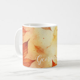 Mug Feuilles d'aquarelle autummonique personnalisée